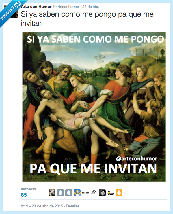 Jesús,arte,humor,saben,como,pongo,invitan,borrachera,borracho,bajar,fiesta,beber,cuadro